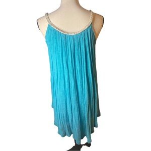 nouveaumonde womens Aqua Dress (M) with Silver Rock with sparkle threads